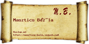 Masztics Béla névjegykártya